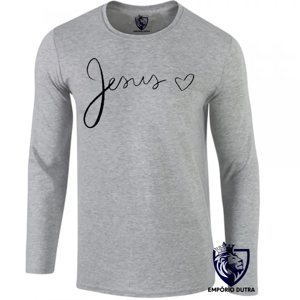 Camiseta manga longa Infantil ou Adulto Jesus cristo DEUS coração