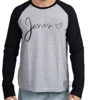 Camiseta manga longa Infantil ou Adulto Jesus cristo DEUS coração - Foto 3