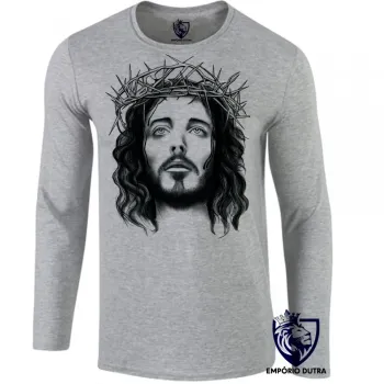 Camiseta manga longa Infantil ou Adulto Jesus Cristo DEUS coroa de espinhos