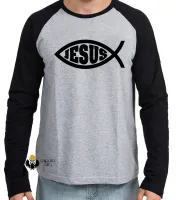 Camiseta manga longa Infantil ou Adulto Jesus Cristo Deus Cristão Cristianismo - Foto 2