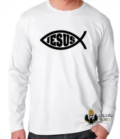 Camiseta manga longa Infantil ou Adulto Jesus Cristo Deus Cristão Cristianismo - Foto 3