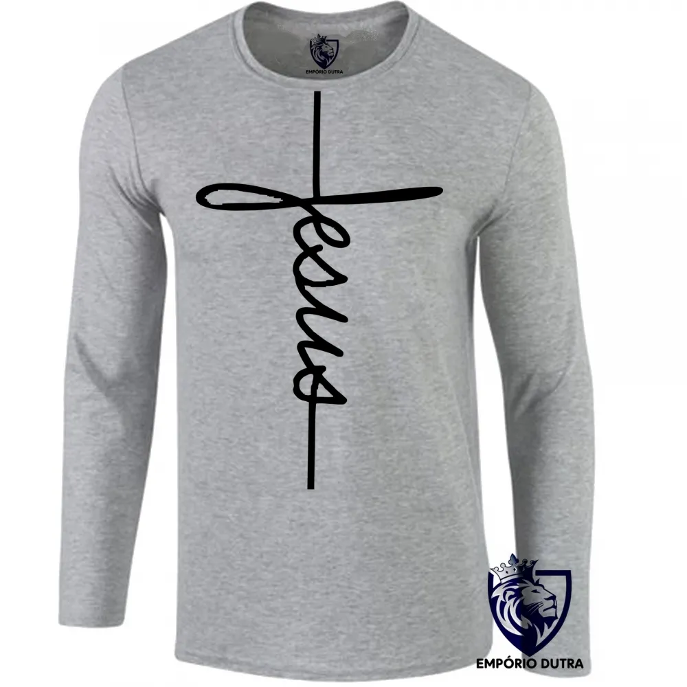 Camiseta manga longa Infantil ou Adulto Jesus Cristo DEUS crucifixo cruz