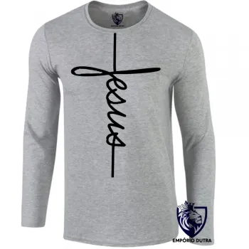Camiseta manga longa Infantil ou Adulto Jesus Cristo DEUS crucifixo cruz