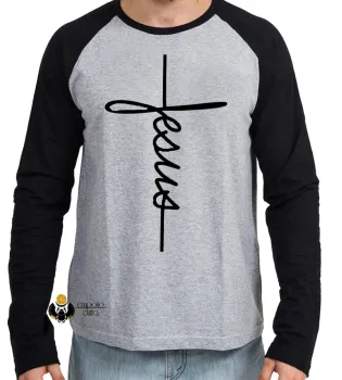Camiseta manga longa Infantil ou Adulto Jesus Cristo DEUS crucifixo cruz - Foto 2