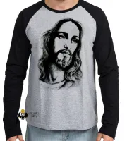 Camiseta manga longa Infantil ou Adulto Jesus Cristo DEUS verdadeiro salvador - Foto 3