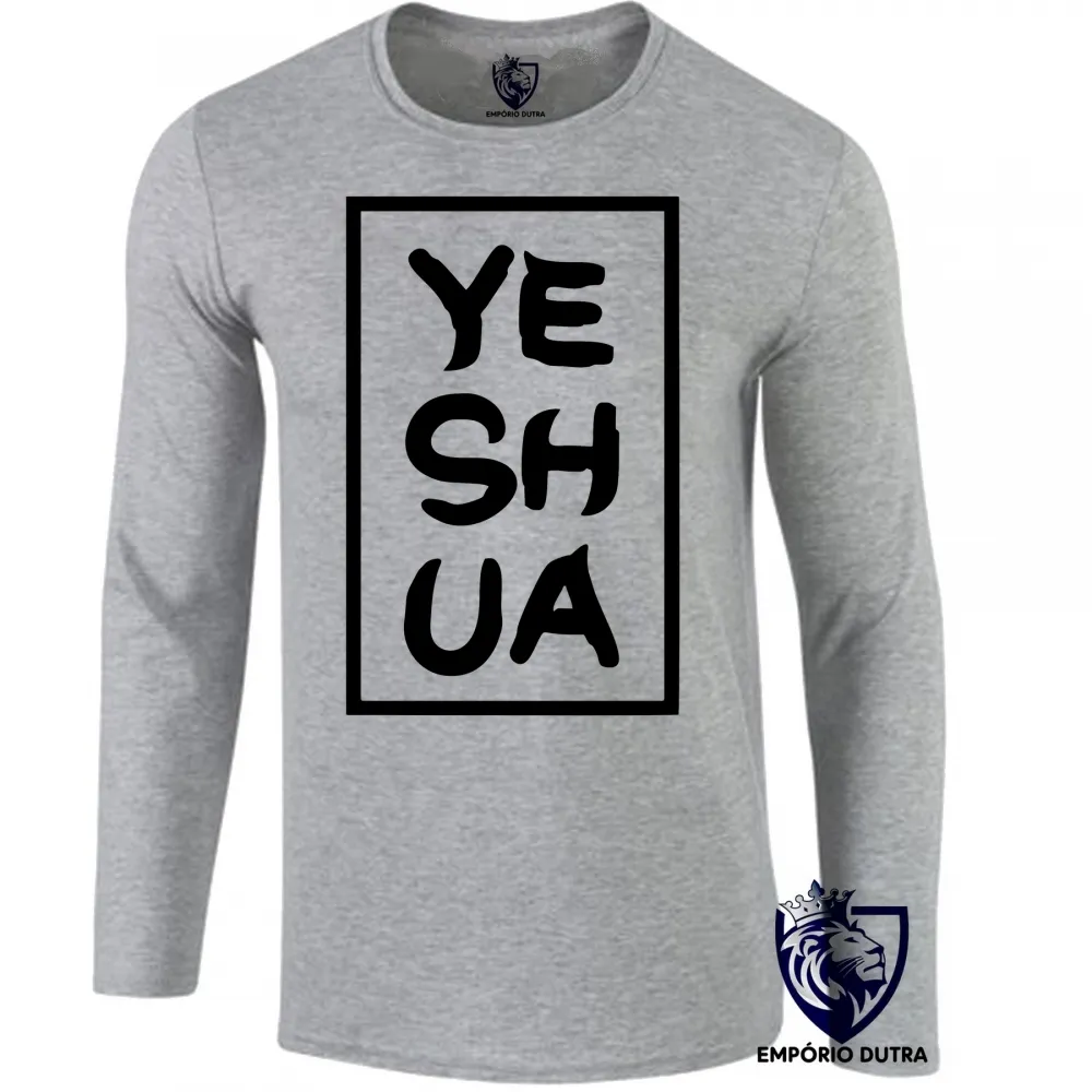 Camiseta manga longa Infantil ou Adulto Jesus Cristo Deus Yeshua Hebraico Imagem