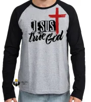 Camiseta manga longa Infantil ou Adulto Jesus Cristo o verdadeiro DEUS - Foto 3