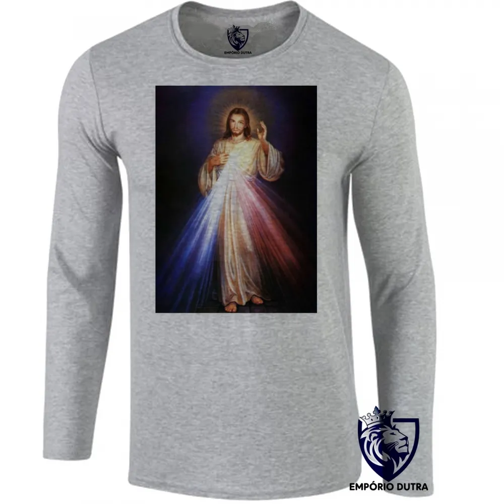 Camiseta manga longa Infantil ou Adulto Jesus Cristo Sagrado coração DEUS