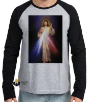 Camiseta manga longa Infantil ou Adulto Jesus Cristo Sagrado coração DEUS - Foto 3