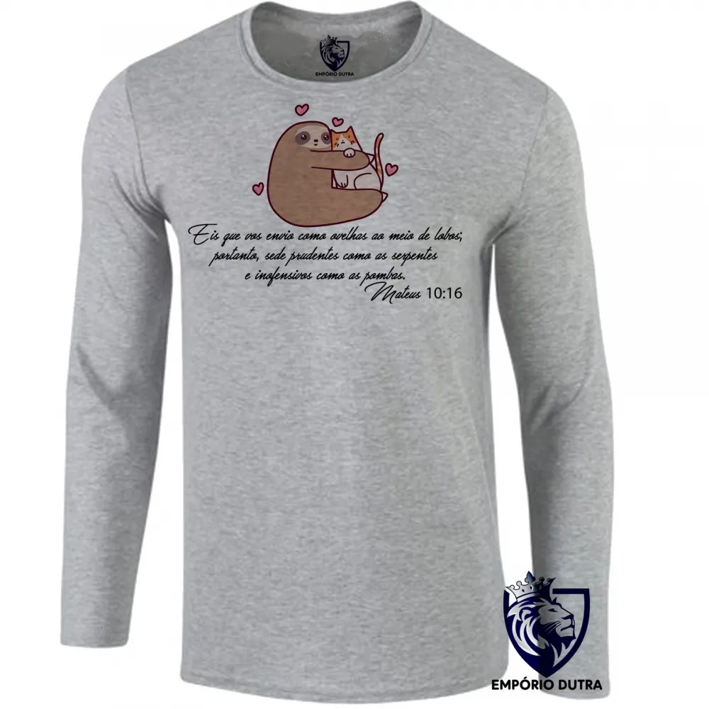 Camiseta manga longa Infantil ou Adulto Mateus 10 16