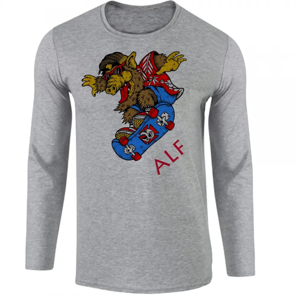 Camiseta manga longa Infantil ou Adulto ALF skate et teimoso alien