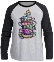 Camiseta manga longa Infantil ou Adulto Alice e gato no pais das maravilhas - Foto 3