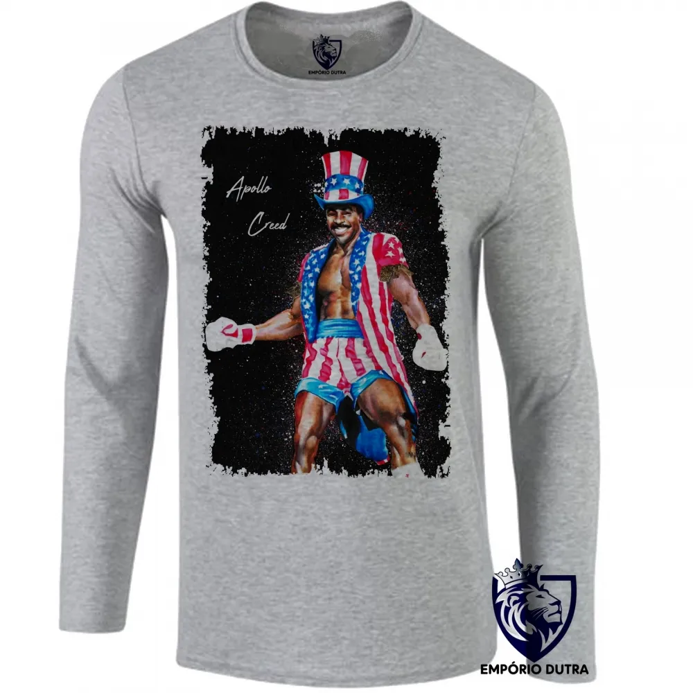 Camiseta manga longa Infantil ou Adulto Apollo Creed Rocky Balboa Imagem