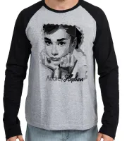 Camiseta manga longa Infantil ou Adulto Audrey Hepburn atriz america - Foto 3