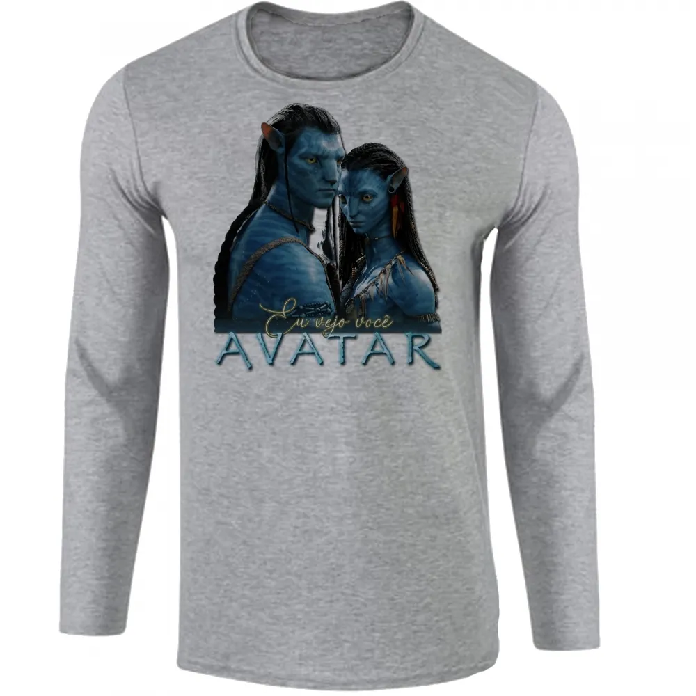 Camiseta manga longa Infantil ou Adulto Avatar eu vejo você Imagem