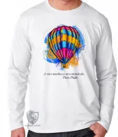 Camiseta manga longa Infantil ou Adulto balão frase Charles Chaplin - Foto 3