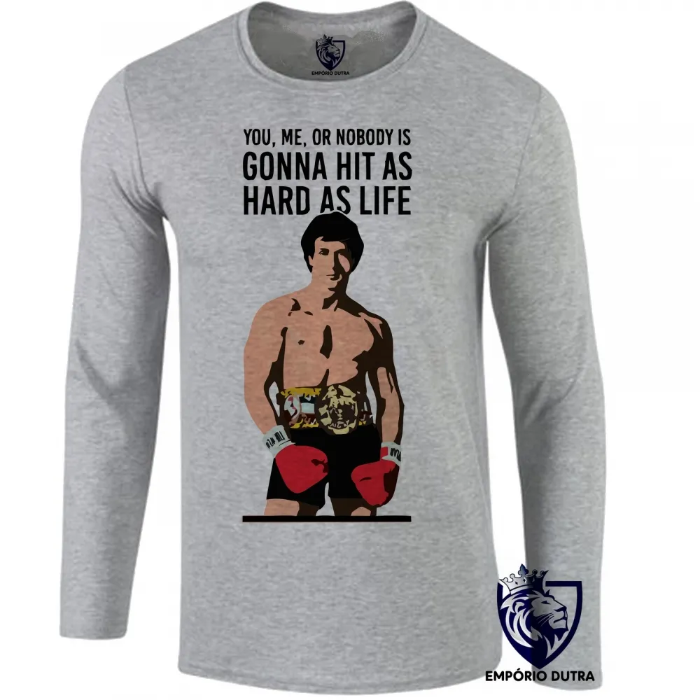 Camiseta manga longa Infantil ou Adulto Rocy Balboa boxe