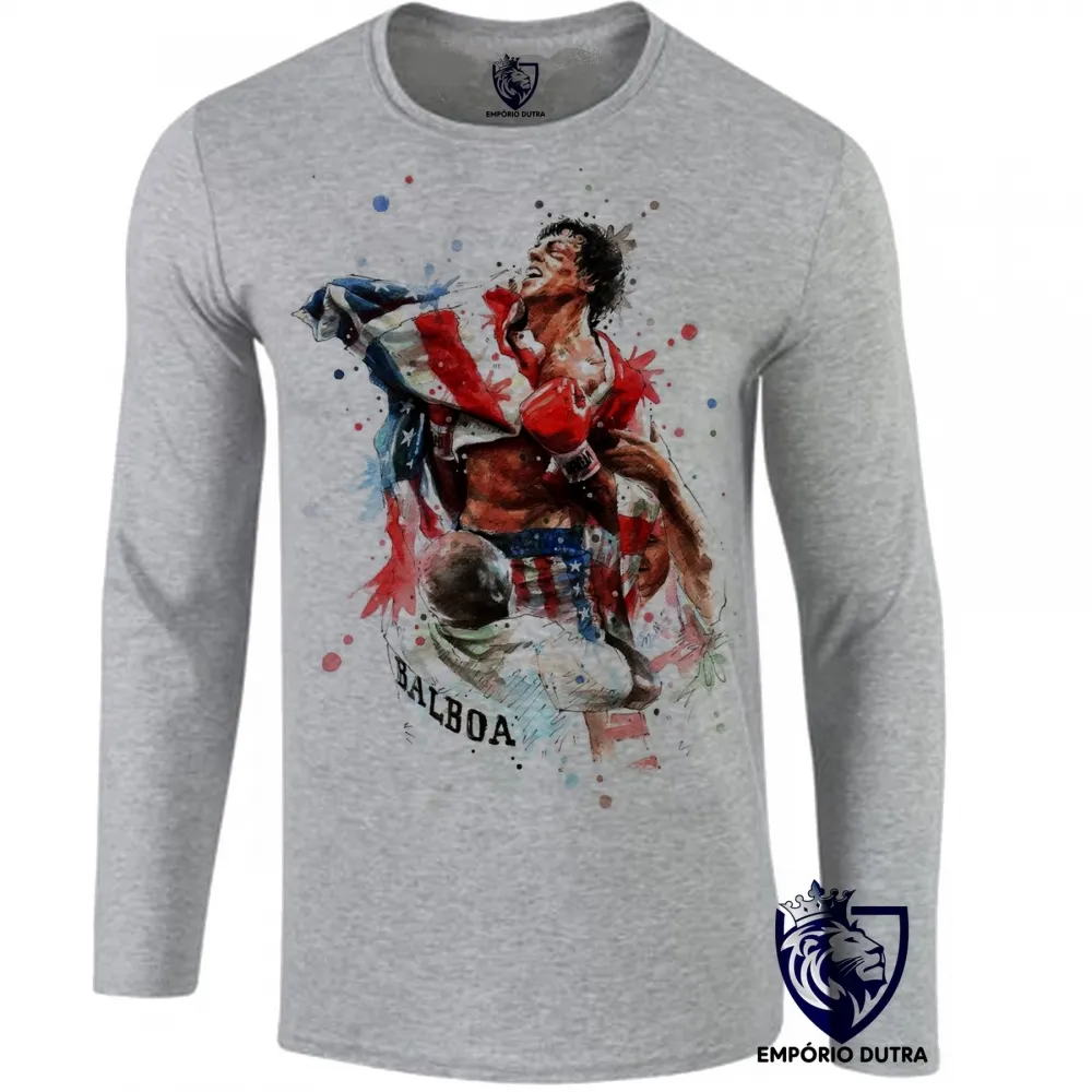Camiseta manga longa Infantil ou Adulto Rocy Balboa sylvester stallone