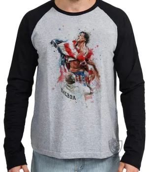 Camiseta manga longa Infantil ou Adulto Rocy Balboa sylvester stallone - Foto 2
