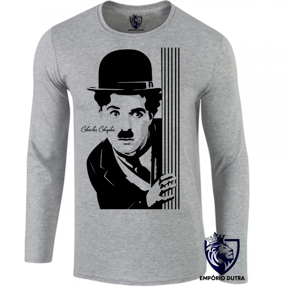 Camiseta manga longa Infantil ou Adulto Charles Chaplin Imagem