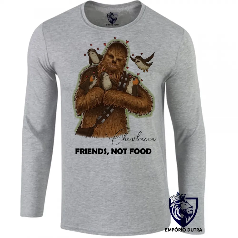 Camiseta manga longa Infantil ou Adulto Chewbacca Star Wars friends