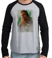 Camiseta manga longa Infantil ou Adulto Chewbacca Star Wars - Foto 3