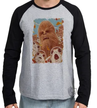 Camiseta manga longa Infantil ou Adulto Chewbacca Star Wars - Foto 2