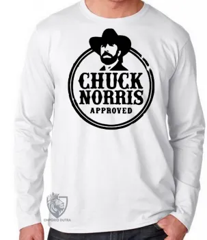 Camiseta manga longa Infantil ou Adulto chuck norris aproved texas ranger america - Foto 2