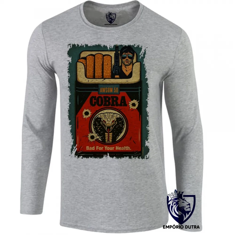 Camiseta manga longa Infantil ou Adulto Cobra sylvester stallone