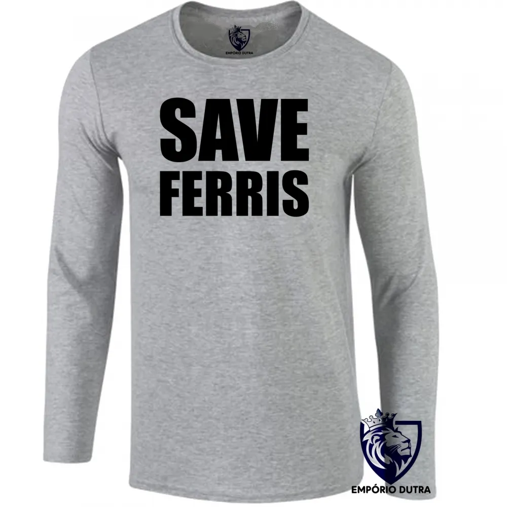 Camiseta manga longa Infantil ou Adulto curtindo a vida adoidado save ferris Imagem