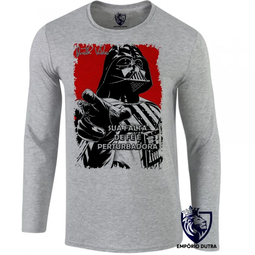 Camiseta manga longa Infantil ou Adulto Darth Vader fé Star Wars