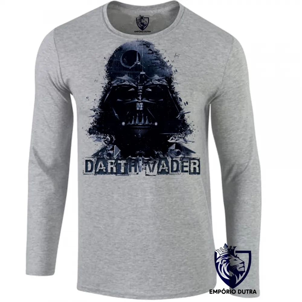 Camiseta manga longa Infantil ou Adulto Darth Vader star wars vilão Imagem