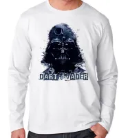 Camiseta manga longa Infantil ou Adulto Darth Vader star wars vilão - Foto 3