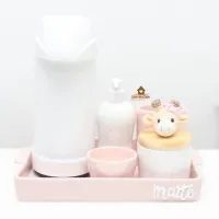 Kit Higiene - 6 peças - Girafa - Bandeja Retangular 