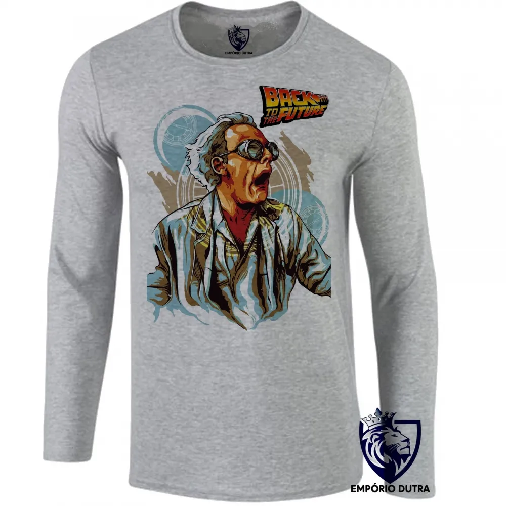Camiseta manga longa Infantil ou Adulto De volta para o futuro Dr. Brown