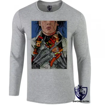 Camiseta manga longa Infantil ou Adulto Edward Mãos de tesoura churrasco