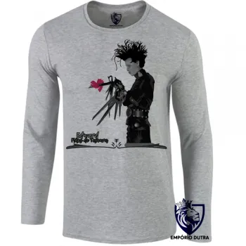 Camiseta manga longa Infantil ou Adulto Edward mãos de tesoura coração