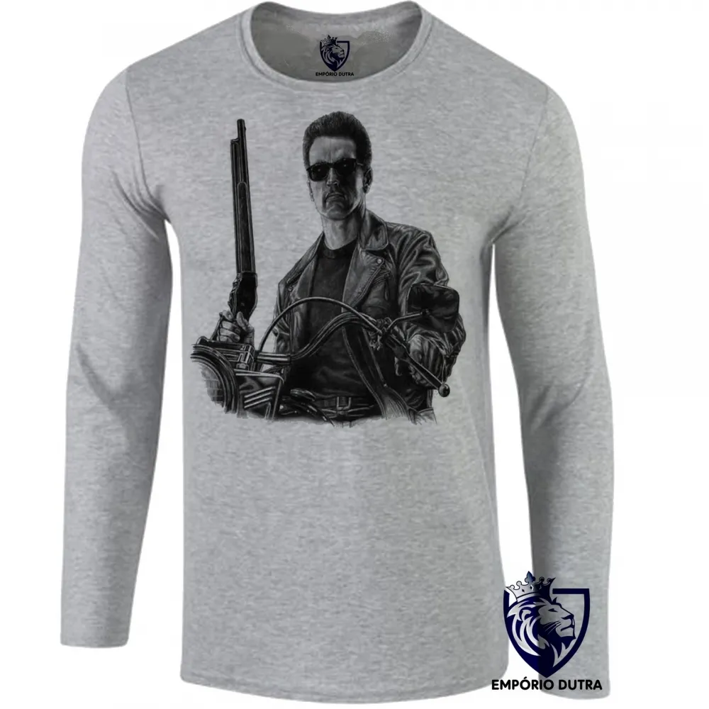 Camiseta manga longa Infantil ou Adulto exterminador do futuro moto terminator 2 harley Imagem
