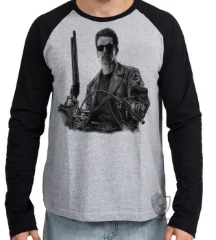 Camiseta manga longa Infantil ou Adulto exterminador do futuro moto terminator 2 harley - Foto 2