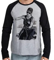 Camiseta manga longa Infantil ou Adulto exterminador do futuro terminator 2 Sarah Connor - Foto 2