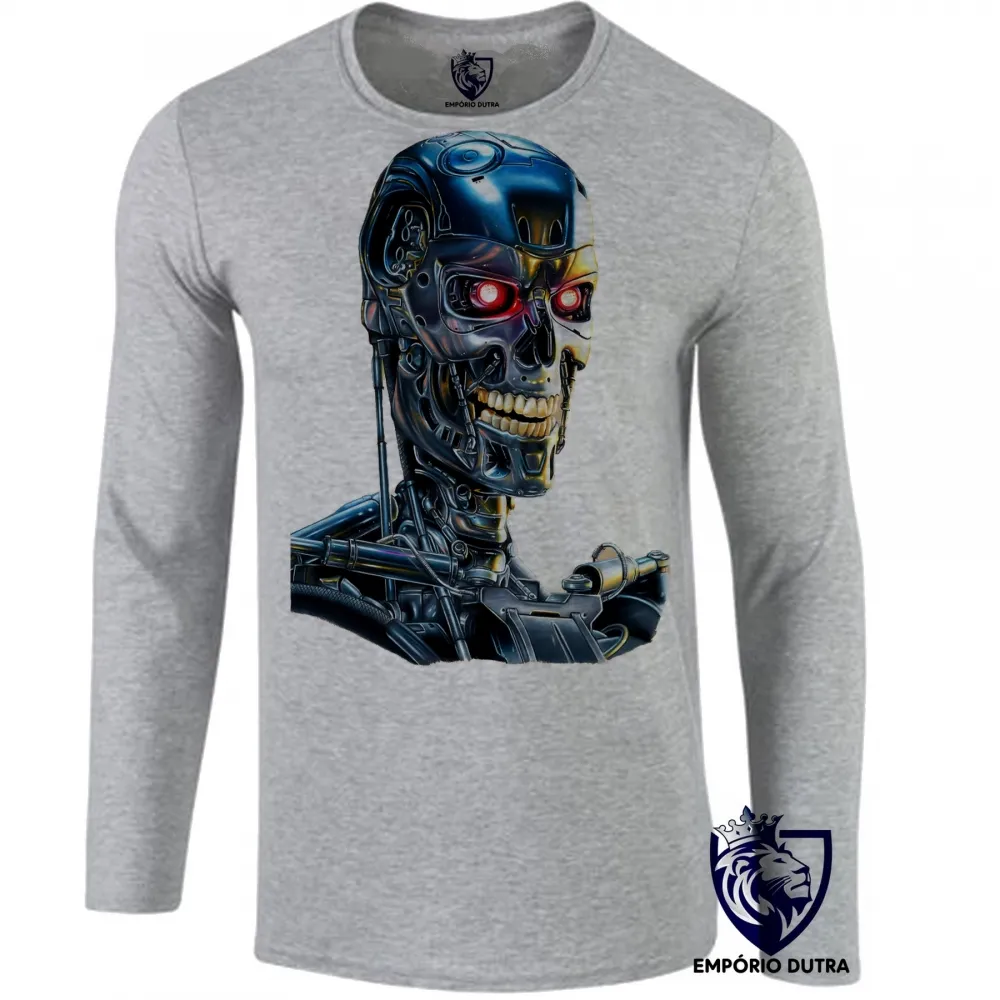 Camiseta manga longa Infantil ou Adulto exterminador do futuro terminator robo t 800 Imagem
