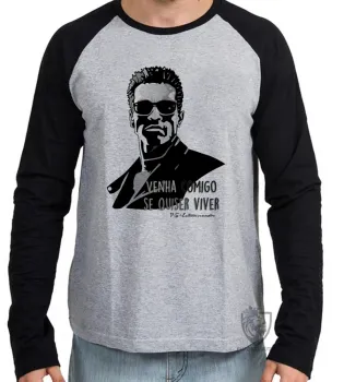 Camiseta manga longa Infantil ou Adulto Exterminador do Futuro venha comigo - Foto 2