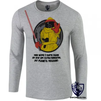 Camiseta manga longa Infantil ou Adulto de volta futuro darth vulcano