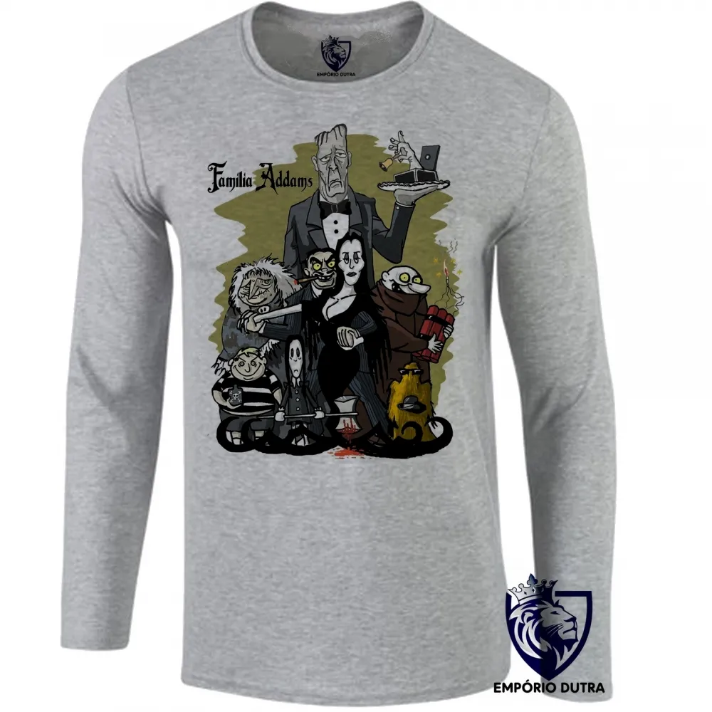 Camiseta manga longa Infantil ou Adulto Família Addams pintura seriado