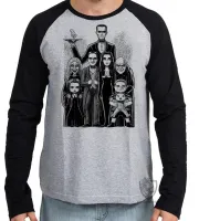 Camiseta manga longa Infantil ou Adulto Familia addams terror comedia engraçado - Foto 2
