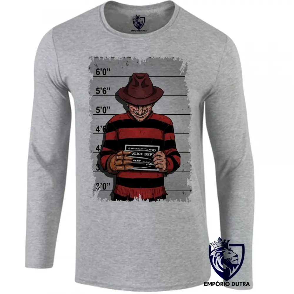 Camiseta manga longa Infantil ou Adulto freddy krueger preso