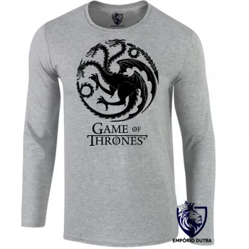 Camiseta manga longa Infantil ou Adulto Game of Thrones dragão serie