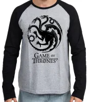 Camiseta manga longa Infantil ou Adulto Game of Thrones dragão serie - Foto 2