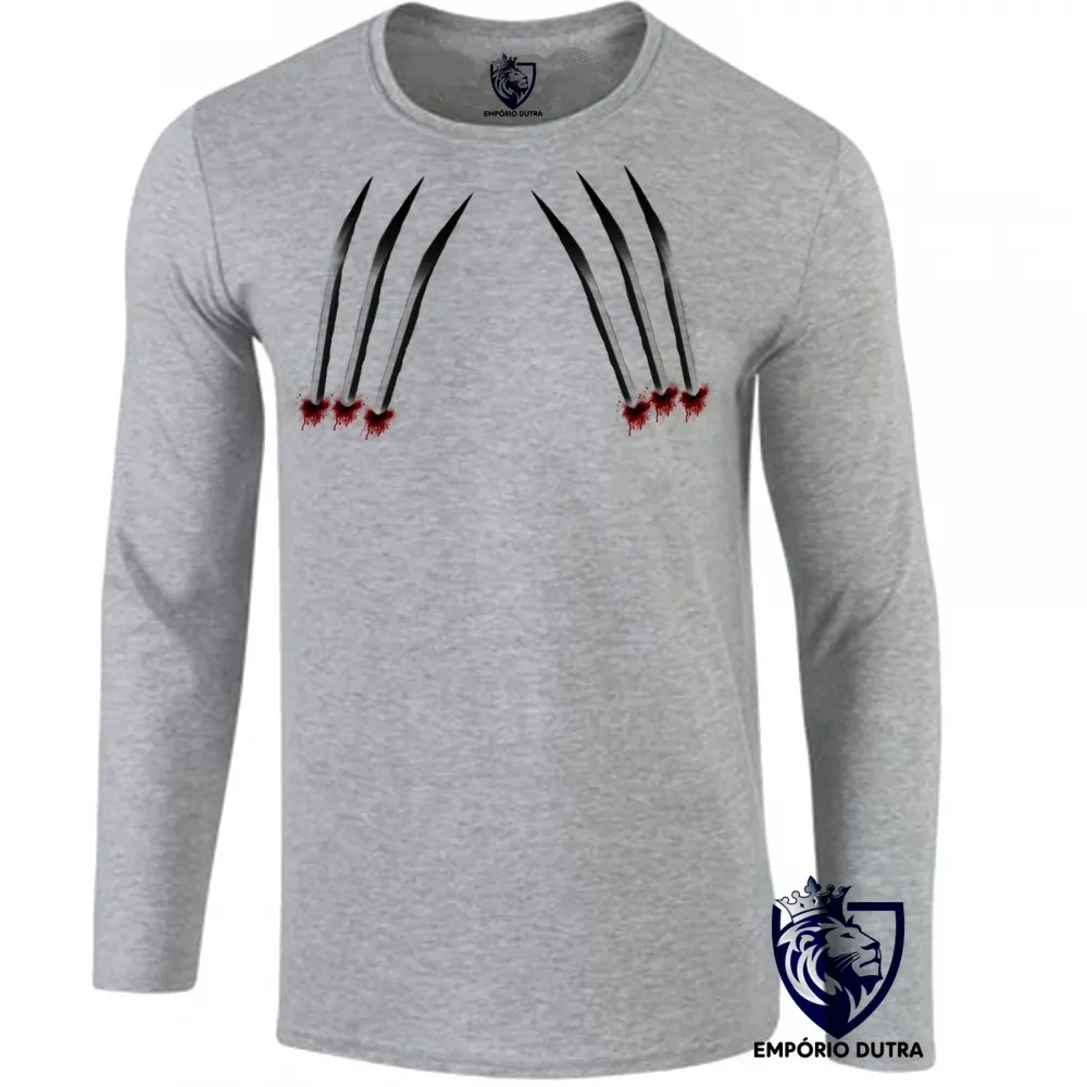 Camiseta manga longa Infantil ou Adulto Garras Wolverine x men Imagem