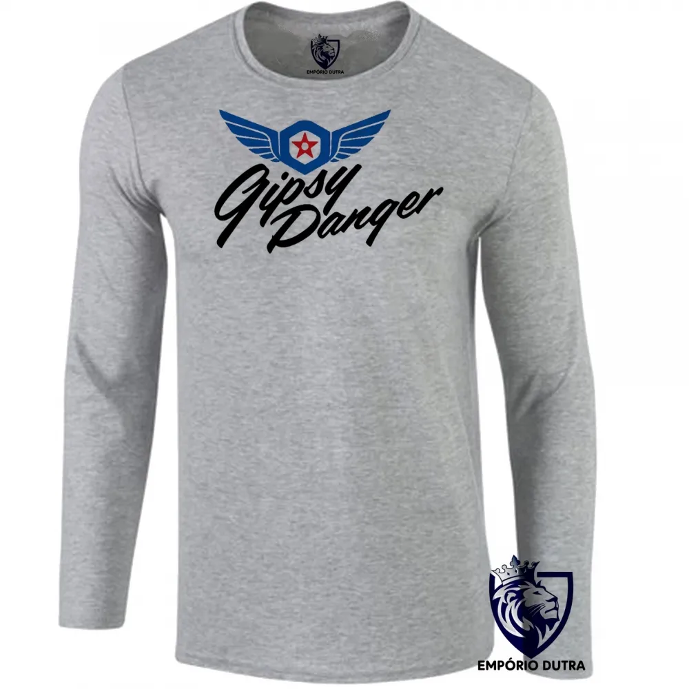 Camiseta manga longa Infantil ou Adulto Gipsy Danger robo circulo de fogo